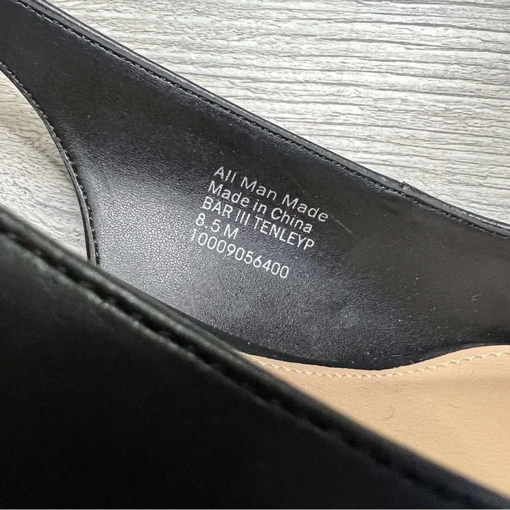 NWT Woman’s Bar lll Tenleyp sling back matte black pointed croc block heels 8.5